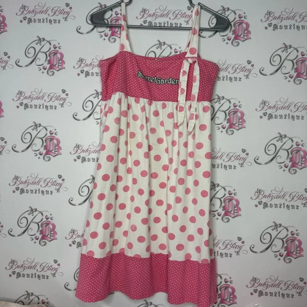 Vanessa dress secret garden polka dot dotted pink white sparkly silver writing - Picture 5 of 12